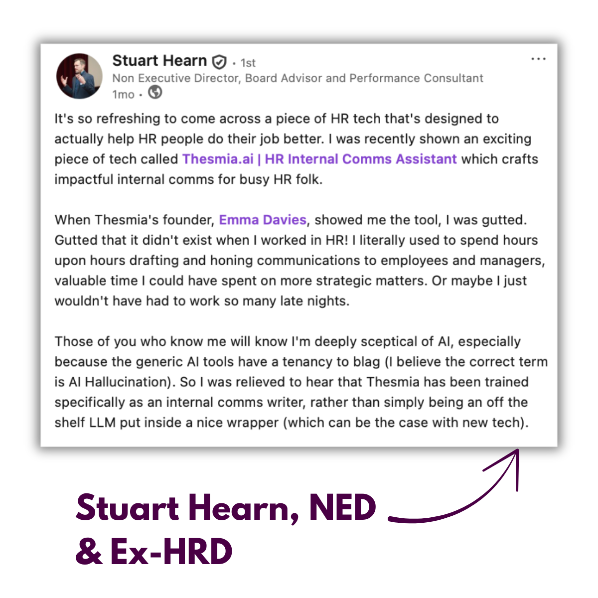 Quote from Stuart Hearn NED and Ex-HRD