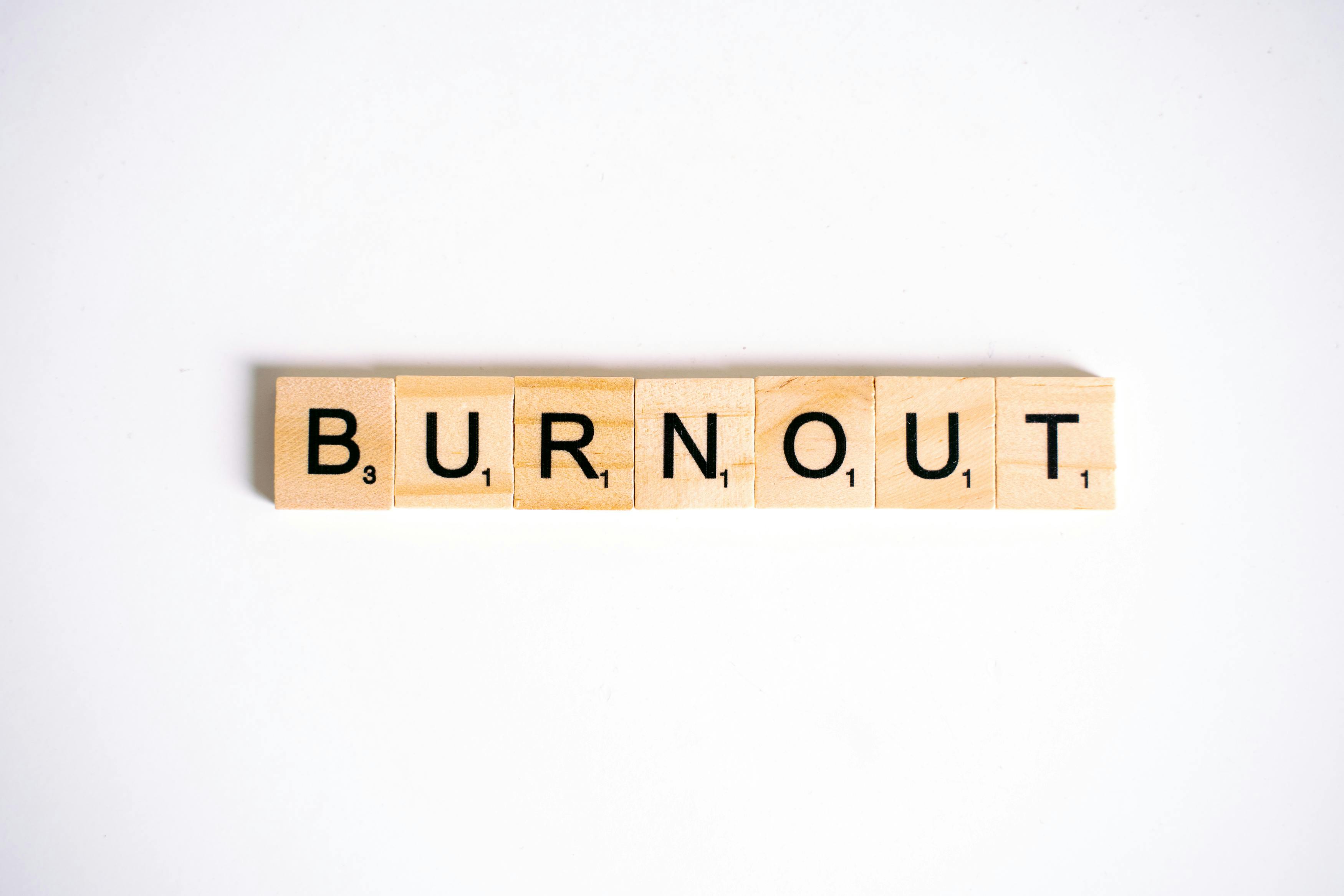 Scrabble letters spelling Burnout