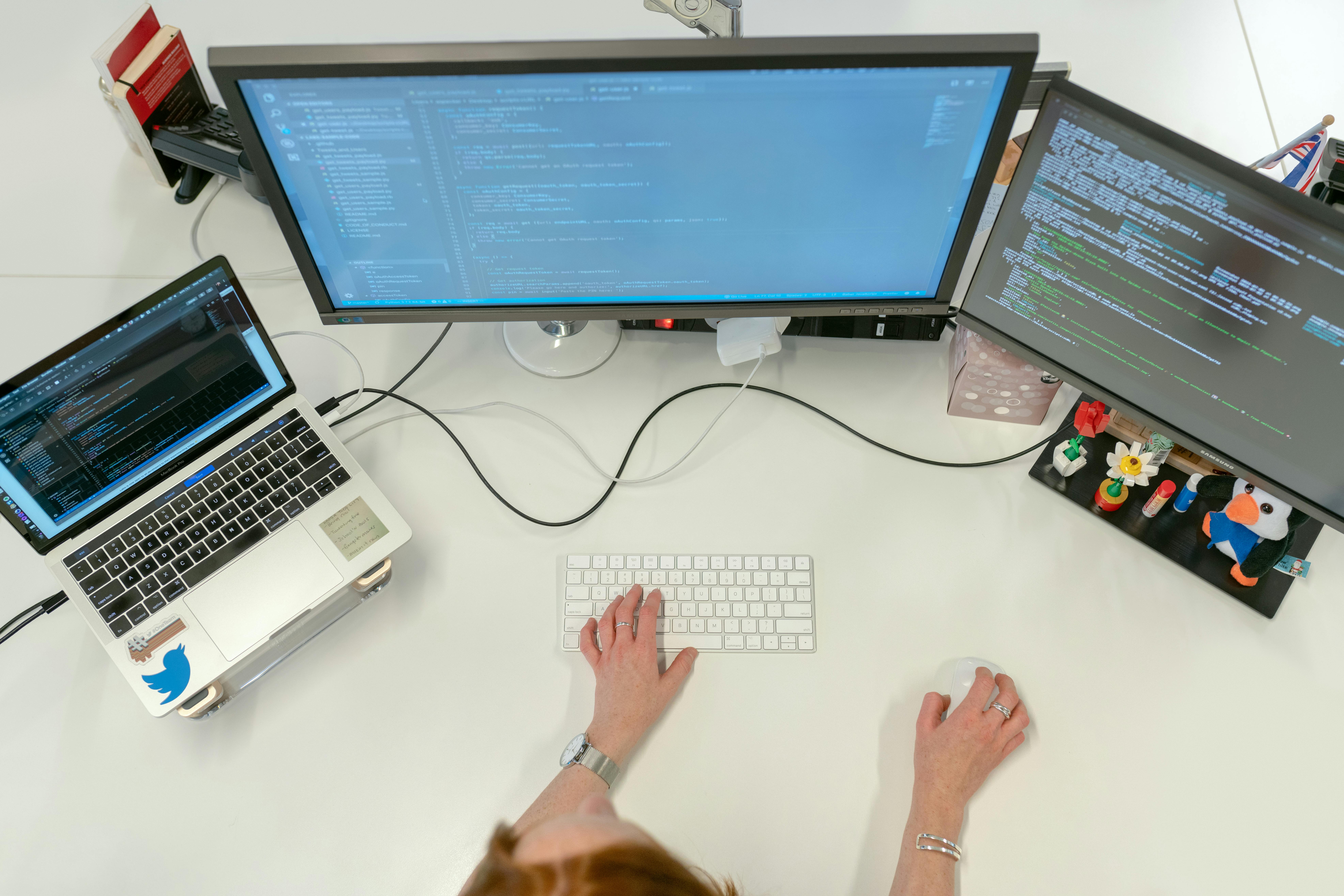 A person working on coding